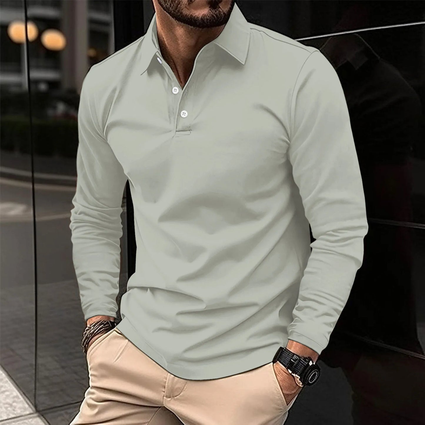 Marco | Casual polo met lange mouwen