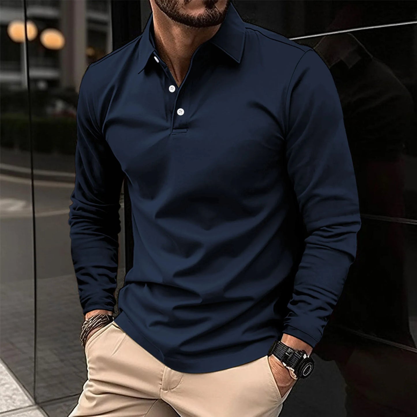 Marco | Casual polo met lange mouwen