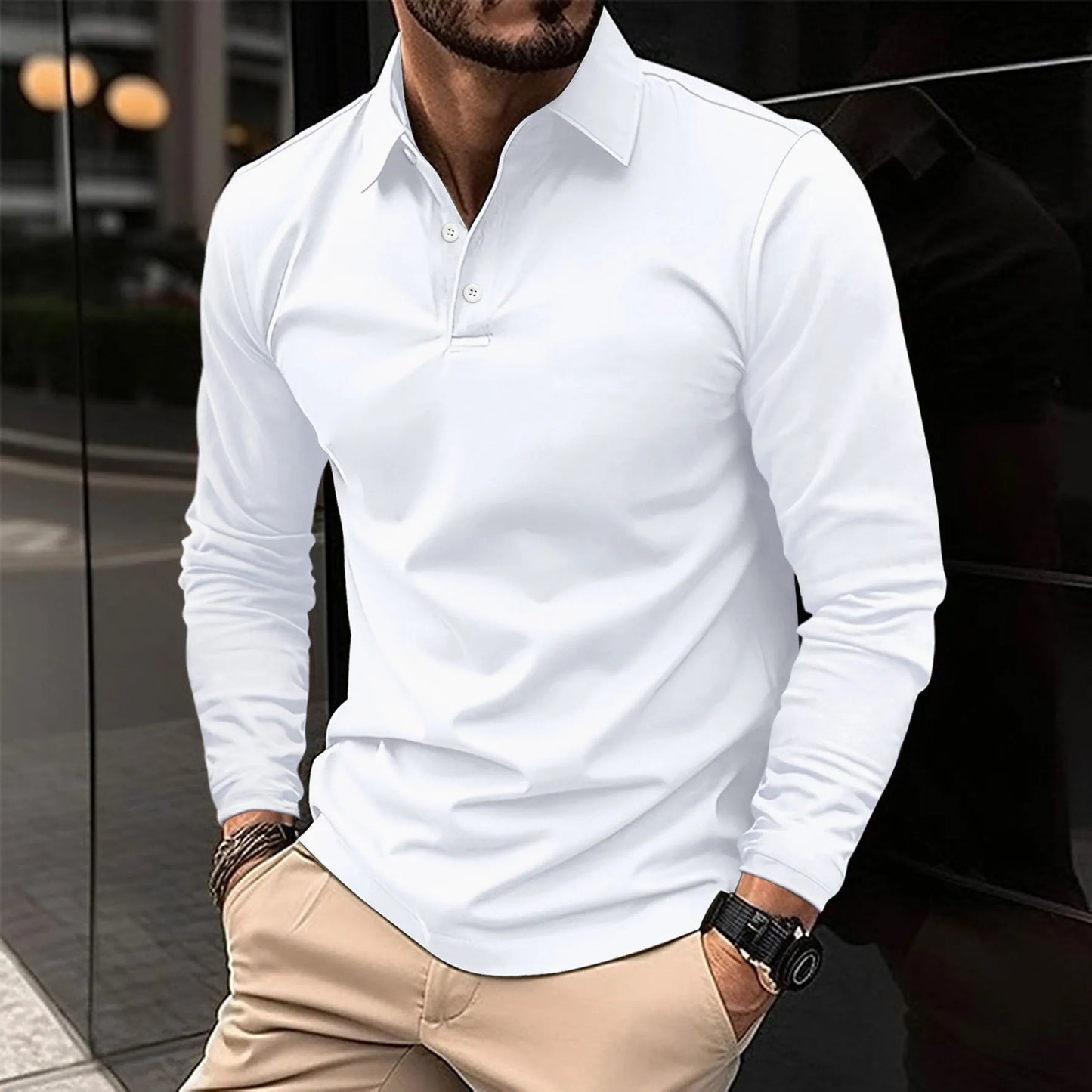 Marco | Casual polo met lange mouwen