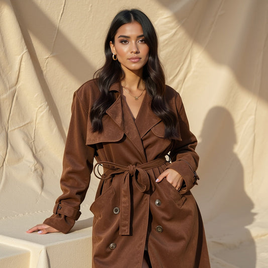 Liora Amsterdam- Kunstsuède trenchcoat